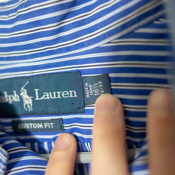 Ralph Lauren Blue and White Custom Fit Button Down - Picture 3 of 4